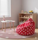 Ökodeko cseppülő- puha babzsákfotel gyerekeknek, piros pöttyös