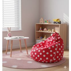   Ökodeko cseppülő- puha babzsákfotel gyerekeknek, piros pöttyös