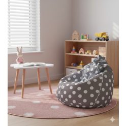   Ökodeko cseppülő- puha babzsákfotel gyerekeknek, szürke pöttyös 