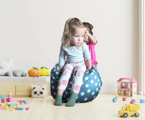 Ökodeko cseppülő- puha babzsákfotel gyerekeknek, szürke pöttyös 