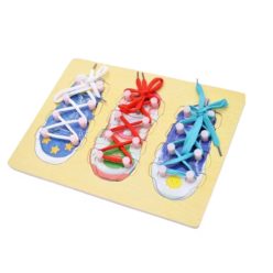 Fa cipőfűzős, montessori oktató tábla 3 db-os, 30x23 cm  ÖKODEKO   Fa cipőfűzős, montessori oktató tábla 3 db-os, 30x23 cm  ÖKODEKO