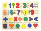 Montessori fejlesztő fa formaberakó játék, számok, jelek, formák ÖKODEKO