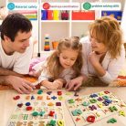 Montessori fejlesztő fa formaberakó játék, számok, jelek, formák ÖKODEKO