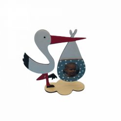 ÖKODEKO Babaképtartó gólya figurával, kézzel festett, kék.   ÖKODEKO Babaképtartó gólya figurával, kézzel festett, kék.