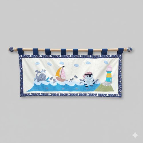 Falvédő kisfiú szobába – ÖKODEKO tengeri kaland mintával