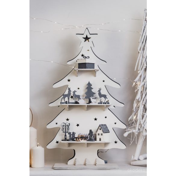 Világító emeletes karácsonyfa figurákkal