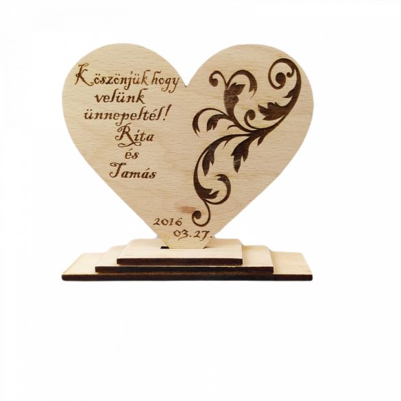 Esküvői vendég ajándék, 12 x 11 cm szív alakú