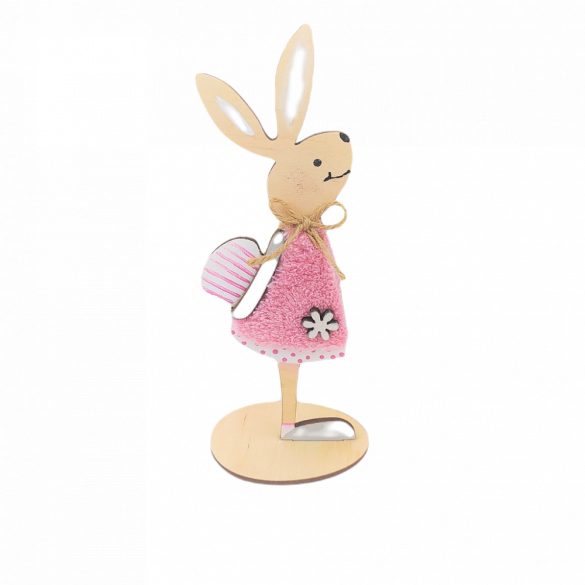 Tavaszi dekoráció, Hoppy húsvéti nyuszi figura rózsaszín ruhában 18 cm